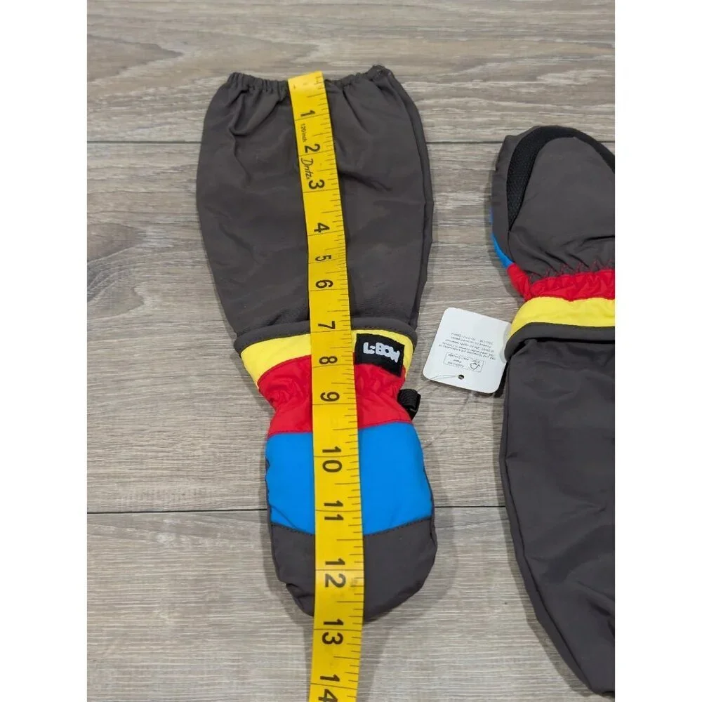 L-Bow Kids Waterproof Extra-Long Thinsulate Mittens Size Small Blue Red Yellow
